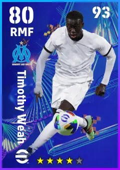 Timothy Weah eFootball 2026 player card — 80 OVR RMF