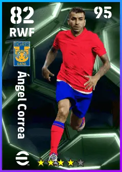 Angel Correa eFootball 2026 player card — 82 OVR RWF