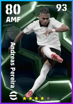 Andreas Pereira eFootball 2026 player card — 80 OVR AMF