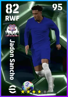 Jadon Sancho eFootball 2026 player card — 82 OVR RWF