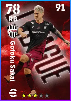Gotoku Sakai eFootball 2026 player card — 78 OVR RB