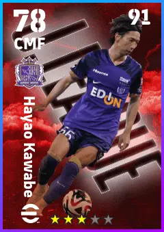 Hayao Kawabe eFootball 2026 player card — 78 OVR CMF