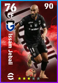 Issam Jebali eFootball 2026 player card — 76 OVR CF