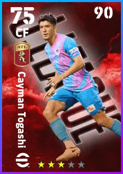 Cayman Togashi eFootball 2026 player card — 75 OVR CF