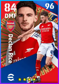 Declan Rice eFootball 2026 player card — 84 OVR DMF