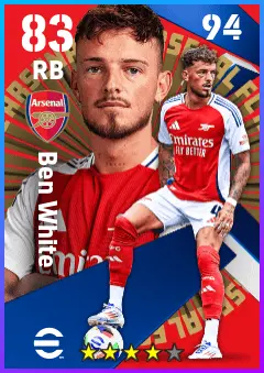Ben White eFootball 2026 player card — 83 OVR RB