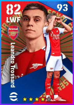 Leandro Trossard eFootball 2026 player card — 82 OVR LWF