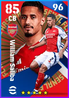 William Saliba eFootball 2026 player card — 85 OVR CB