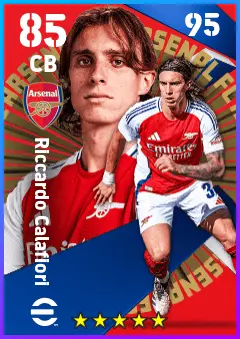 Riccardo Calafiori eFootball 2026 player card — 85 OVR CB