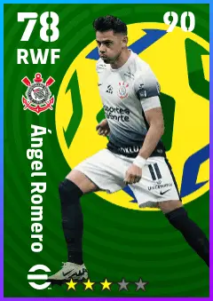 Angel Romero eFootball 2026 player card — 78 OVR RWF