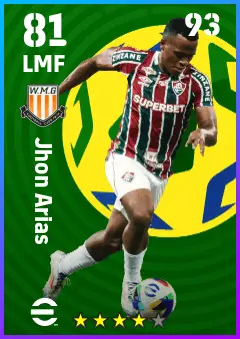 Jhon Arias eFootball 2026 player card — 81 OVR LMF