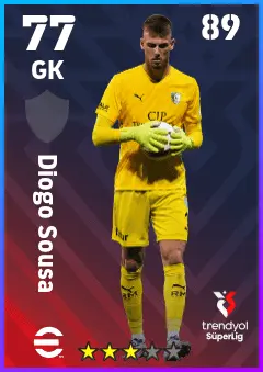 Diogo Sousa eFootball 2026 player card — 77 OVR GK