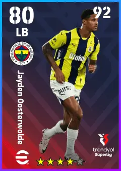 Jayden Oosterwolde eFootball 2026 player card — 80 OVR LB
