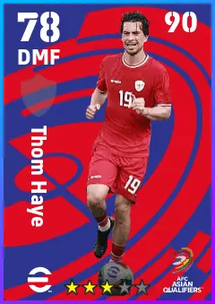 Thom Haye eFootball 2026 player card — 78 OVR DMF