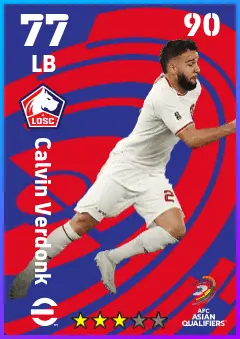Calvin Verdonk eFootball 2026 player card — 77 OVR LB