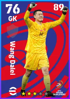 Wang Dalei eFootball 2026 player card — 76 OVR GK