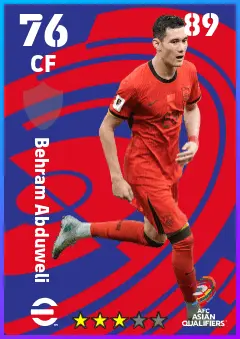 Behram Abduweli eFootball 2026 player card — 76 OVR CF