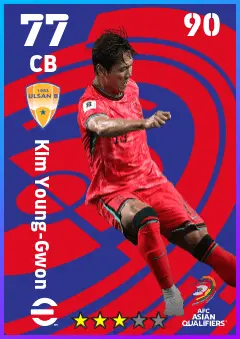 Kim Young-Gwon eFootball 2026 player card — 77 OVR CB