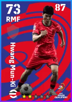 Hwang Mun-Ki eFootball 2026 player card — 73 OVR RMF
