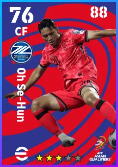 Oh Se-Hun eFootball 2026 player card — 76 OVR CF