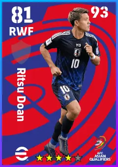 Ritsu Doan eFootball 2026 player card — 81 OVR RWF