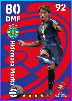 Hidemasa Morita eFootball 2026 player card — 80 OVR DMF