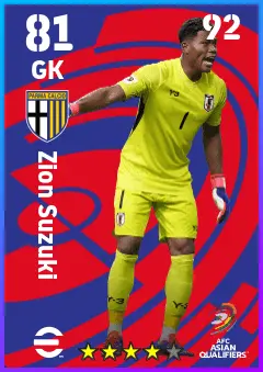 Zion Suzuki eFootball 2026 player card — 81 OVR GK