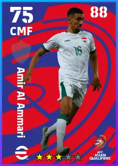 Amir Al Ammari eFootball 2026 player card — 75 OVR CMF