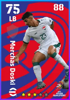 Merchas Doski eFootball 2026 player card — 75 OVR LB