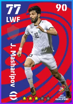 J. Masharipov eFootball 2026 player card — 77 OVR LWF