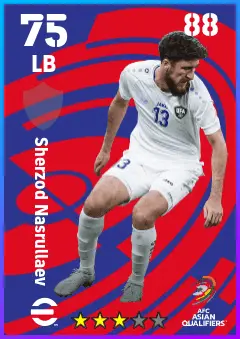 Sherzod Nasrullaev eFootball 2026 player card — 75 OVR LB