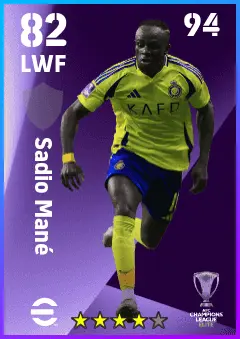 Sadio Mane eFootball 2026 player card — 82 OVR LWF