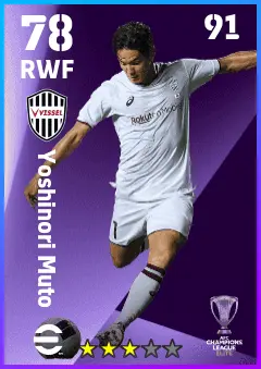 Yoshinori Muto eFootball 2026 player card — 78 OVR RWF