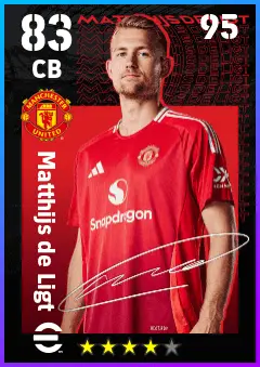 Matthijs de Ligt eFootball 2026 player card — 83 OVR CB