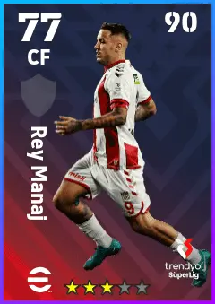 Rey Manaj eFootball 2026 player card — 77 OVR CF