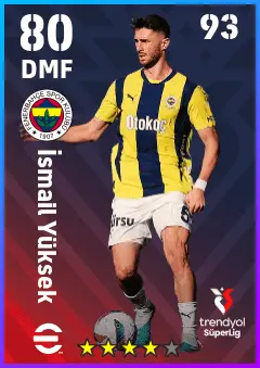 Ismail Yuksek eFootball 2026 player card — 80 OVR DMF