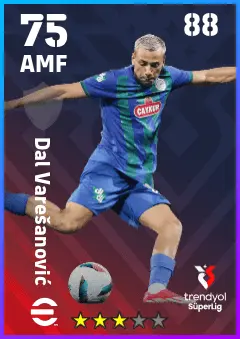 Dal Varesanovic eFootball 2026 player card — 75 OVR AMF