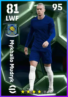 Mykhailo Mudryk eFootball 2026 player card — 81 OVR LWF