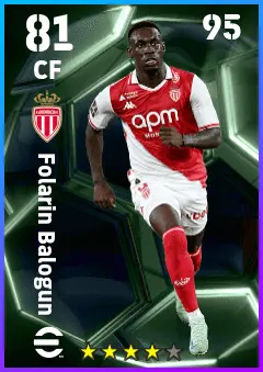 Folarin Balogun eFootball 2026 player card — 81 OVR CF