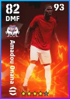 Amadou Onana eFootball 2026 player card — 82 OVR DMF