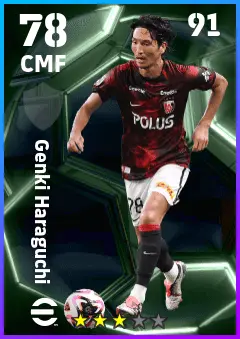 Genki Haraguchi eFootball 2026 player card — 78 OVR CMF