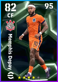 Memphis Depay eFootball 2026 player card — 82 OVR CF