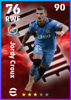 Jordy Croux eFootball 2026 player card — 76 OVR RWF