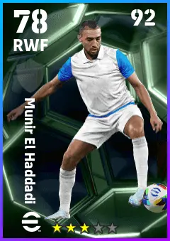 Munir El Haddadi eFootball 2026 player card — 78 OVR RWF