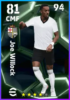 Joe Willock eFootball 2026 player card — 81 OVR CMF