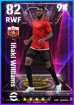 Inaki Williams eFootball 2026 player card — 82 OVR RWF