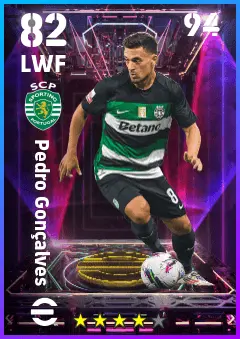 Pedro Goncalves eFootball 2026 player card — 82 OVR LWF