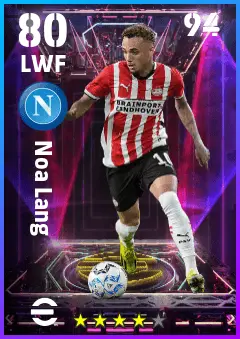 Noa Lang eFootball 2026 player card — 80 OVR LWF