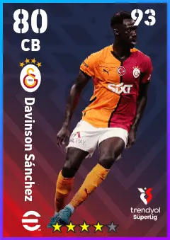 Davinson Sanchez eFootball 2026 player card — 80 OVR CB