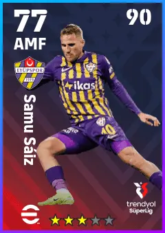Samu Saiz eFootball 2026 player card — 77 OVR AMF